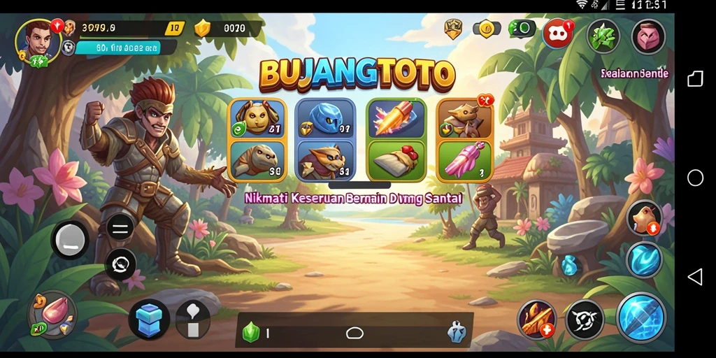Tampilan gameplay menarik dan penuh warna dari BUJANGTOTO.