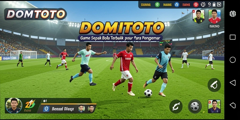 Tampilan gameplay seru dalam DOMTOTO yang menampilkan pemain beraksi di lapangan.