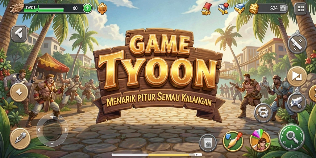 Tampilan gameplay DY01 yang menarik saat mengelola bisnis Tycoon.
