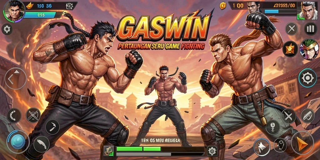 Screenshot dari GASWIN menampilkan aksi pertarungan yang intens dan grafis menawan.
