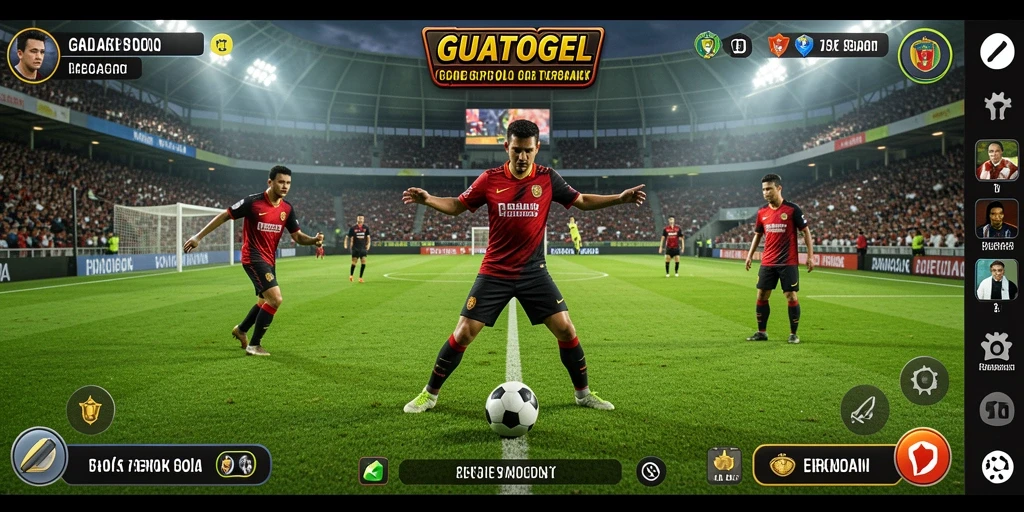 Screenshot GUATOGEL menampilkan gameplay sepak bola yang seru dan interaktif.