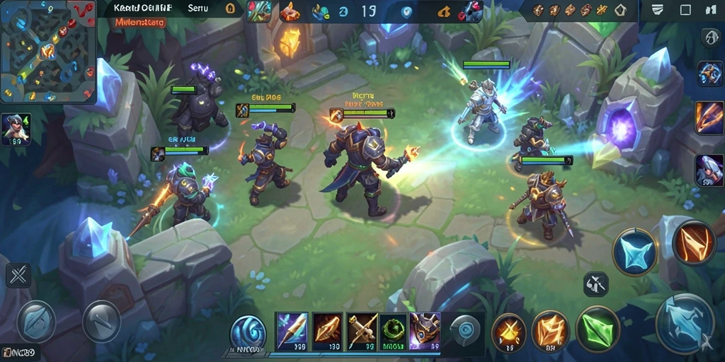 Tampilan gameplay seru dalam KNO89 dengan aksi MOBA yang intens.