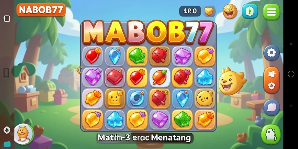 Screenshot menampilkan gameplay seru NABOB77 dengan tantangan Match-3.