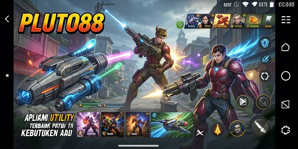 Screenshot PLUTO88 menampilkan antarmuka aplikasi Utility yang menarik dan fungsional.