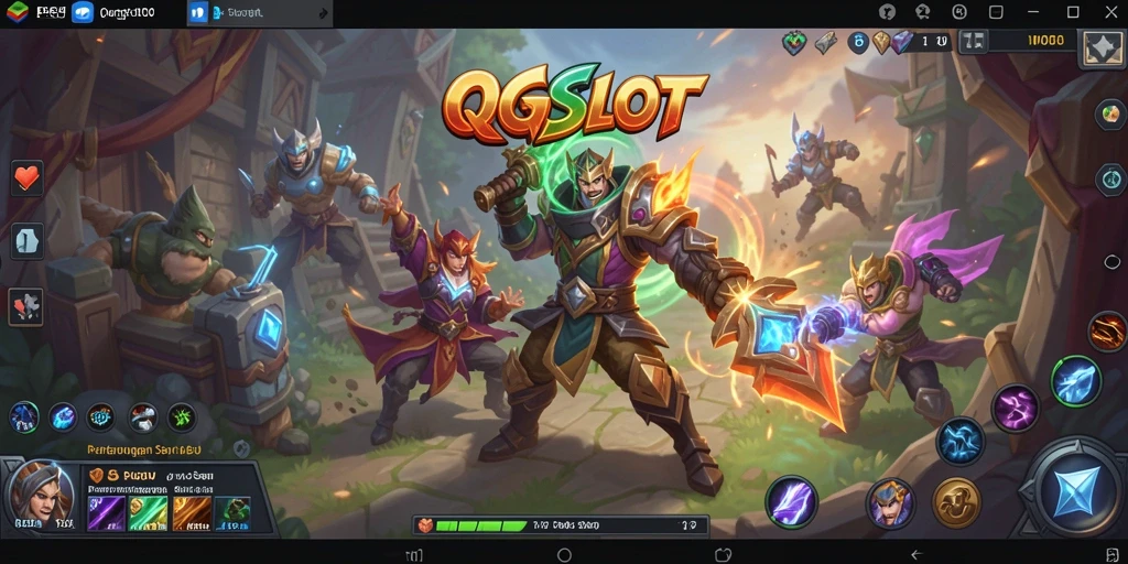Tampilan pertarungan seru dalam gameplay QQSLOT MOBA.