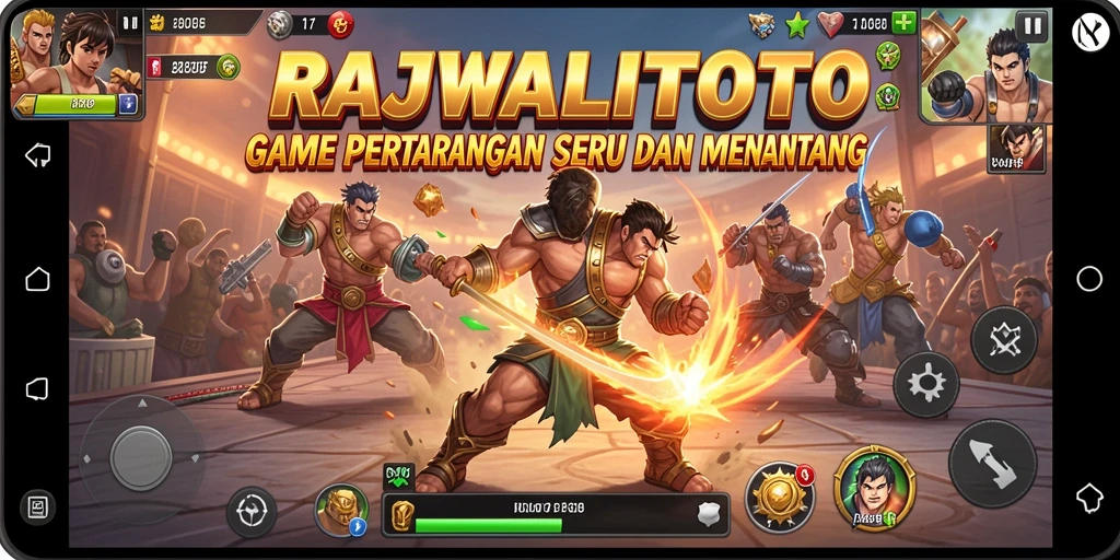 Tampilan gameplay RAJAWALITOTO yang penuh aksi pertarungan.
