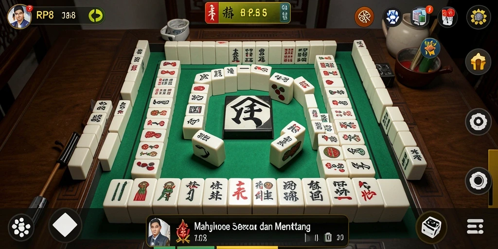 Tampilan gameplay Mahjong yang menarik di RP8.