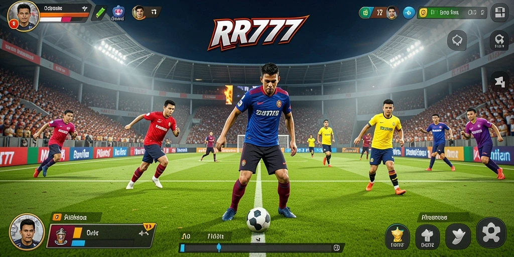 Tampilan gameplay seru dari RR777 dengan aksi olahraga yang mendebarkan.