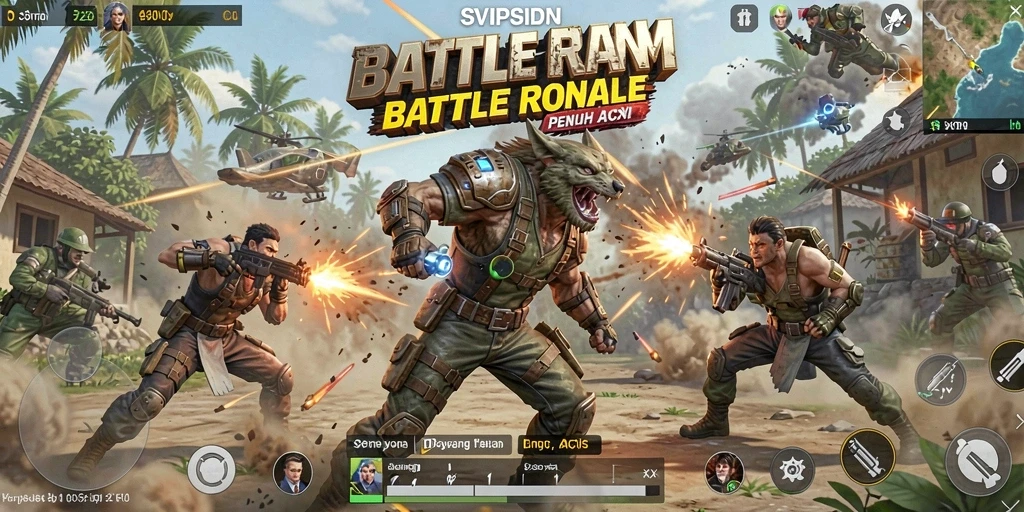 Gameplay intense di SVIPSIDN, aksi Battle Royale yang mendebarkan.